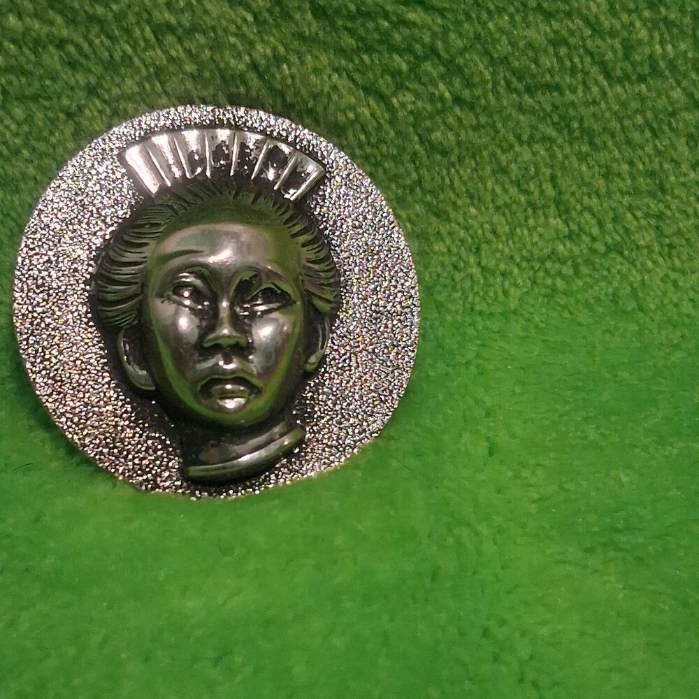 Vintage Geisha Girl Cameo Silver Toned Brooch Asian Woman Patinaed